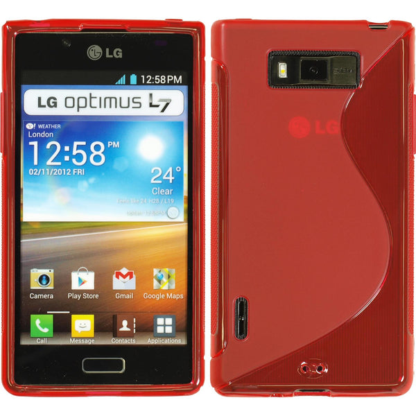 PhoneNatic Case kompatibel mit LG Optimus L7 - rot Silikon Hülle S-Style + 2 Schutzfolien