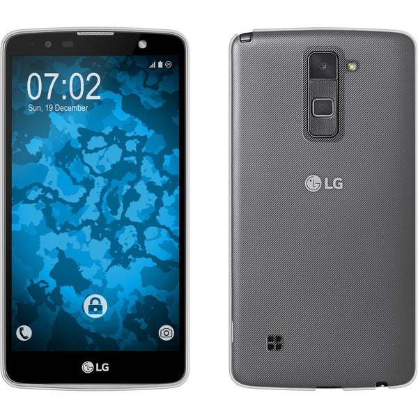 PhoneNatic Case kompatibel mit LG Stylus 2 Plus - Crystal Clear Silikon Hülle transparent + 2 Schutzfolien