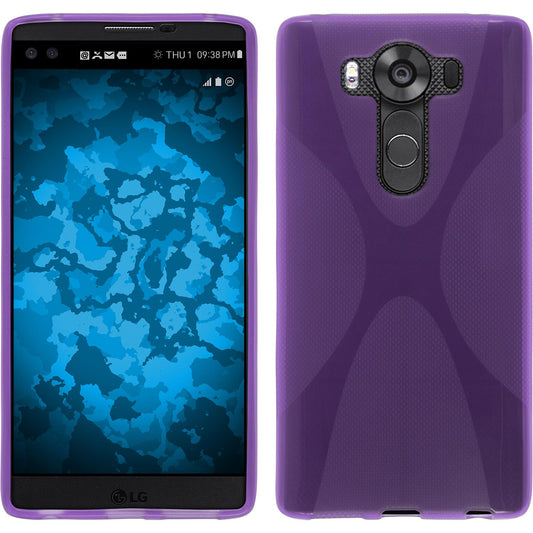 PhoneNatic Case kompatibel mit LG V10 - lila Silikon Hülle X-Style Cover