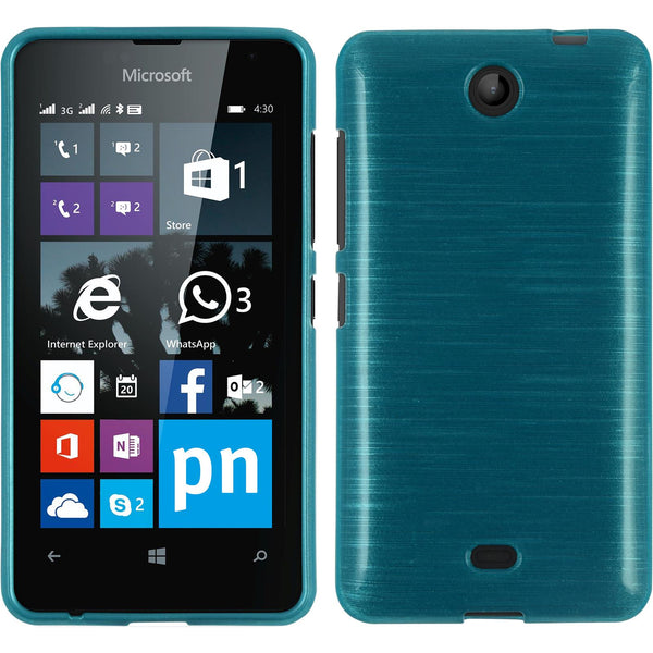 PhoneNatic Case kompatibel mit Microsoft Lumia 430 Dual - blau Silikon Hülle brushed + 2 Schutzfolien