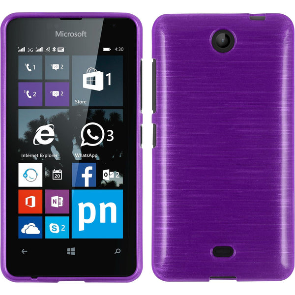 PhoneNatic Case kompatibel mit Microsoft Lumia 430 Dual - lila Silikon Hülle brushed + 2 Schutzfolien