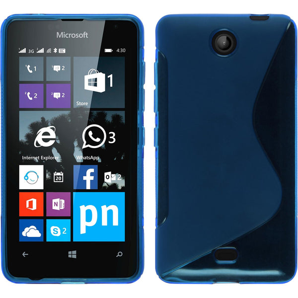 PhoneNatic Case kompatibel mit Microsoft Lumia 430 Dual - blau Silikon Hülle S-Style + 2 Schutzfolien