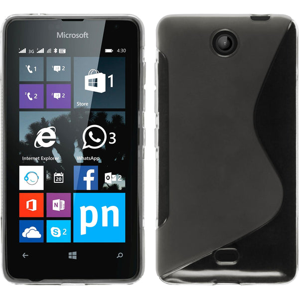 PhoneNatic Case kompatibel mit Microsoft Lumia 430 Dual - clear Silikon Hülle S-Style + 2 Schutzfolien
