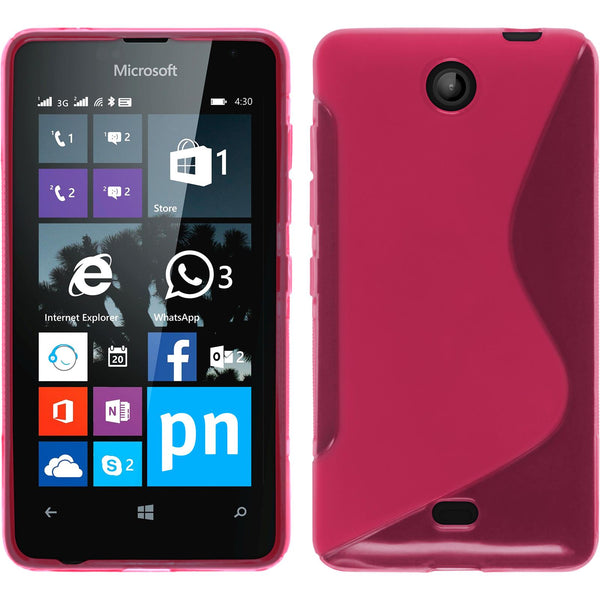 PhoneNatic Case kompatibel mit Microsoft Lumia 430 Dual - pink Silikon Hülle S-Style + 2 Schutzfolien