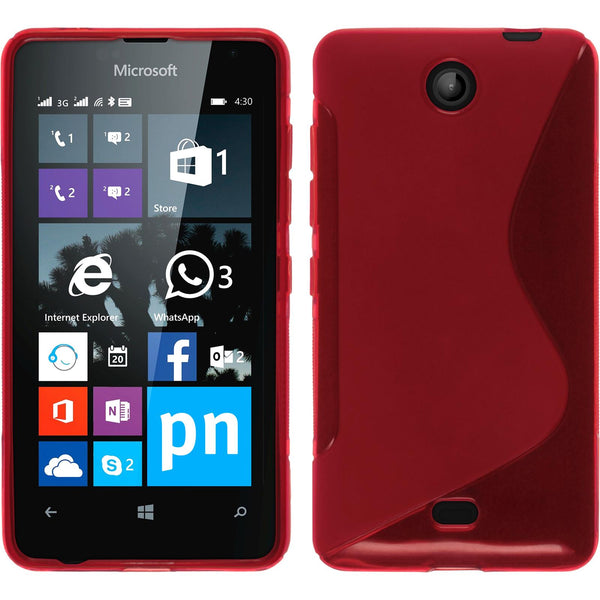 PhoneNatic Case kompatibel mit Microsoft Lumia 430 Dual - rot Silikon Hülle S-Style + 2 Schutzfolien