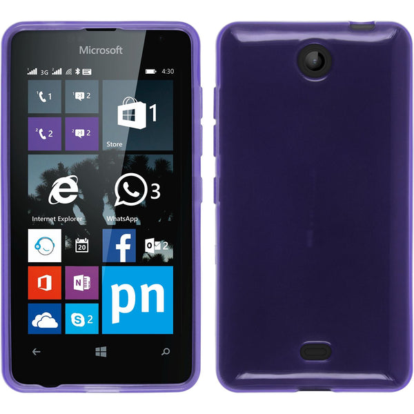 PhoneNatic Case kompatibel mit Microsoft Lumia 430 Dual - lila Silikon Hülle transparent + 2 Schutzfolien