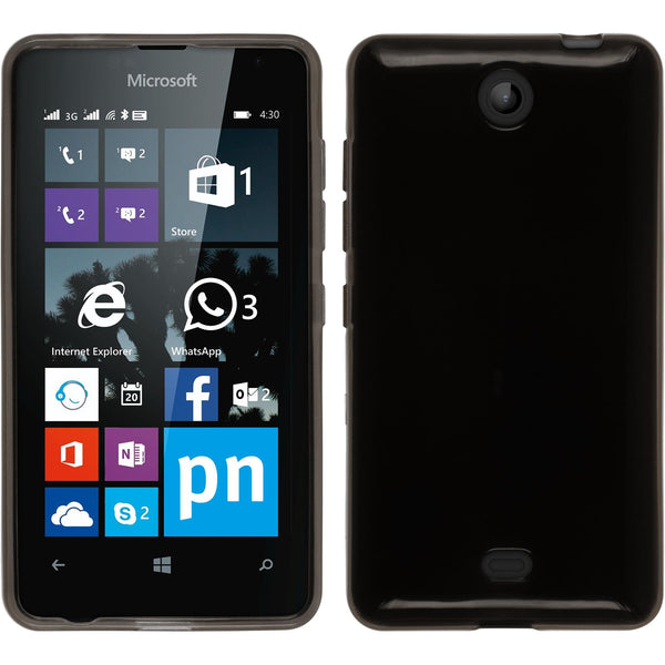 PhoneNatic Case kompatibel mit Microsoft Lumia 430 Dual - schwarz Silikon Hülle transparent + 2 Schutzfolien