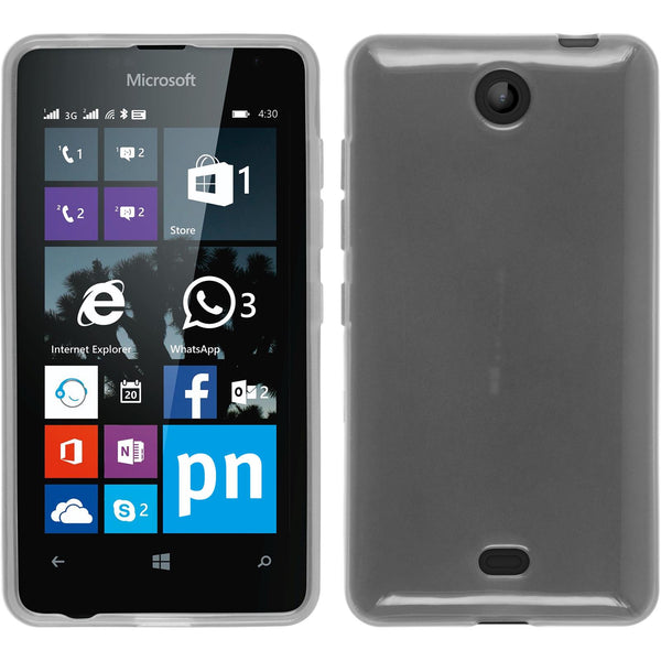 PhoneNatic Case kompatibel mit Microsoft Lumia 430 Dual - weiß Silikon Hülle transparent + 2 Schutzfolien