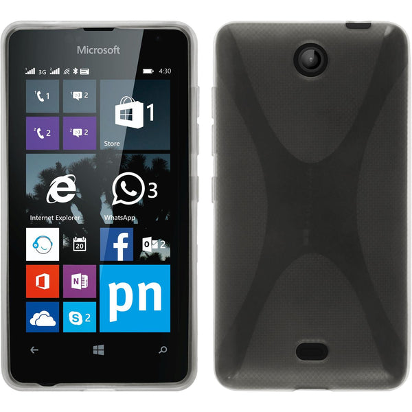 PhoneNatic Case kompatibel mit Microsoft Lumia 430 Dual - clear Silikon Hülle X-Style + 2 Schutzfolien