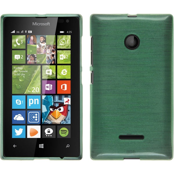 PhoneNatic Case kompatibel mit Microsoft Lumia 435 - grün Silikon Hülle brushed + 2 Schutzfolien