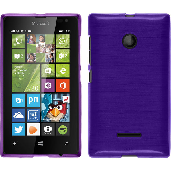 PhoneNatic Case kompatibel mit Microsoft Lumia 435 - lila Silikon Hülle brushed + 2 Schutzfolien