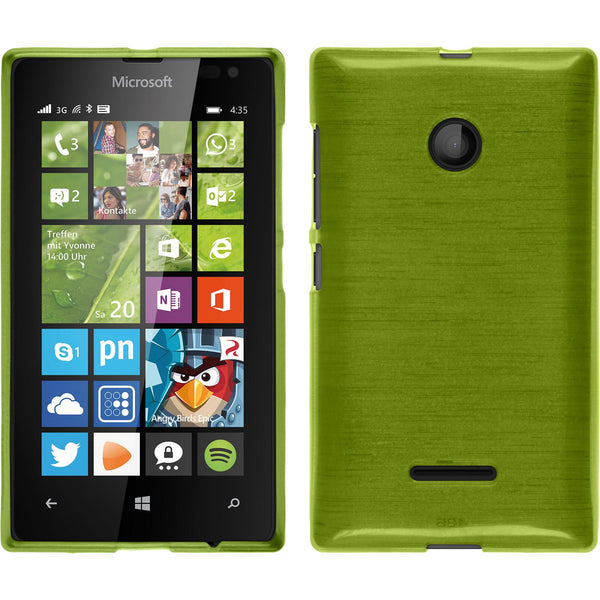 PhoneNatic Case kompatibel mit Microsoft Lumia 435 - pastellgrün Silikon Hülle brushed + 2 Schutzfolien