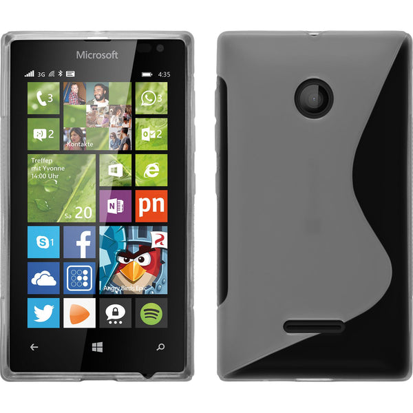 PhoneNatic Case kompatibel mit Microsoft Lumia 435 - clear Silikon Hülle S-Style + 2 Schutzfolien