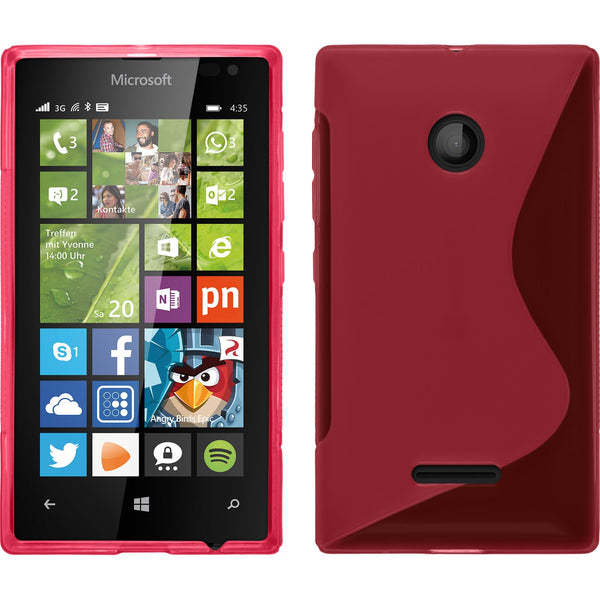 PhoneNatic Case kompatibel mit Microsoft Lumia 435 - pink Silikon Hülle S-Style + 2 Schutzfolien