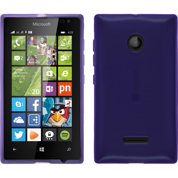 PhoneNatic Case kompatibel mit Microsoft Lumia 435 - lila Silikon Hülle transparent + 2 Schutzfolien