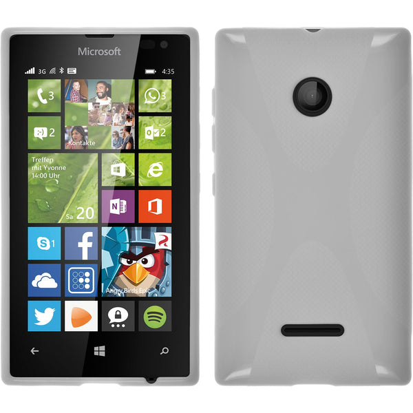 PhoneNatic Case kompatibel mit Microsoft Lumia 435 - weiﬂ Silikon Hülle X-Style + 2 Schutzfolien