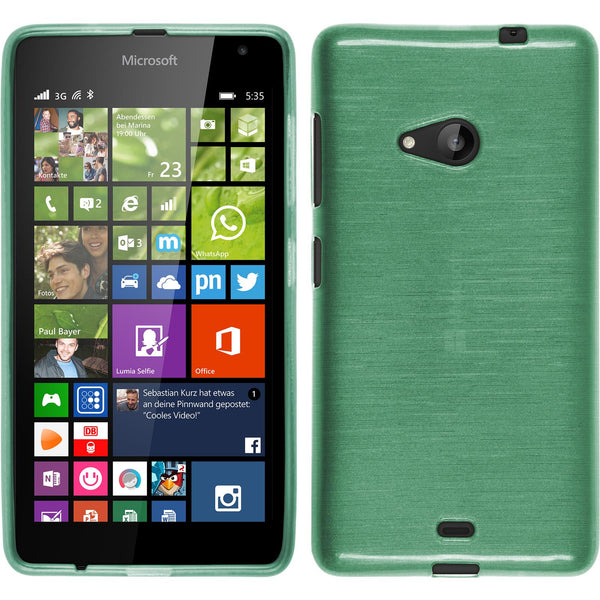 PhoneNatic Case kompatibel mit Microsoft Lumia 535 - grün Silikon Hülle brushed + 2 Schutzfolien