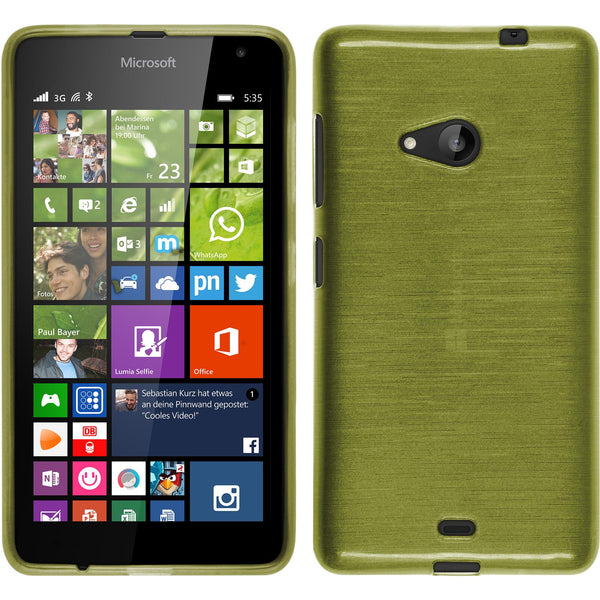 PhoneNatic Case kompatibel mit Microsoft Lumia 535 - pastellgrün Silikon Hülle brushed + 2 Schutzfolien