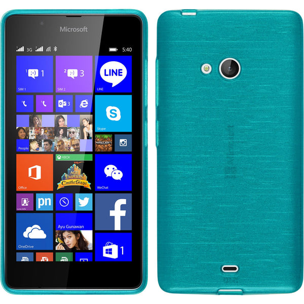 PhoneNatic Case kompatibel mit Microsoft Lumia 540 Dual - blau Silikon Hülle brushed + 2 Schutzfolien