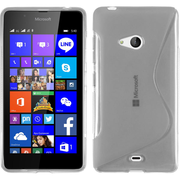 PhoneNatic Case kompatibel mit Microsoft Lumia 540 Dual - clear Silikon Hülle S-Style + 2 Schutzfolien