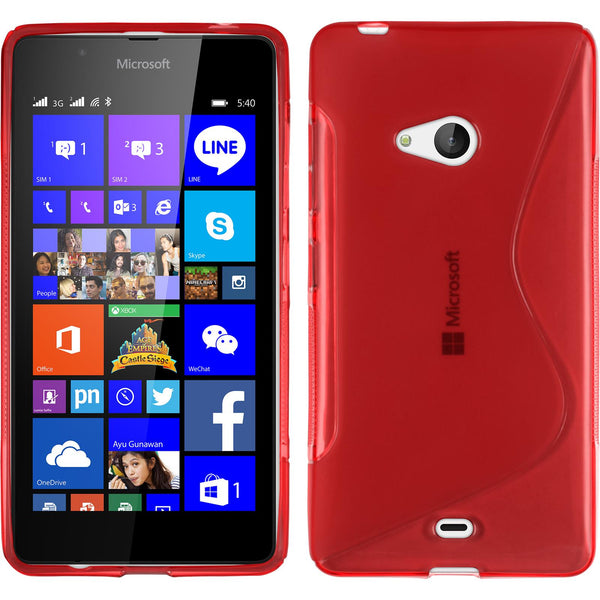 PhoneNatic Case kompatibel mit Microsoft Lumia 540 Dual - rot Silikon Hülle S-Style + 2 Schutzfolien