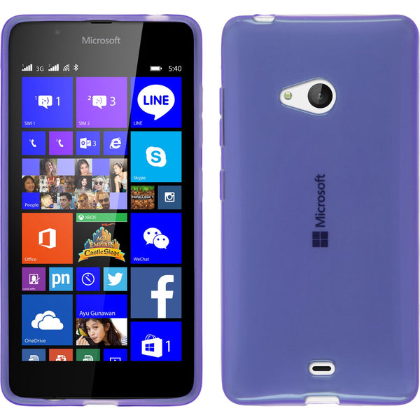 PhoneNatic Case kompatibel mit Microsoft Lumia 540 Dual - lila Silikon Hülle transparent + 2 Schutzfolien