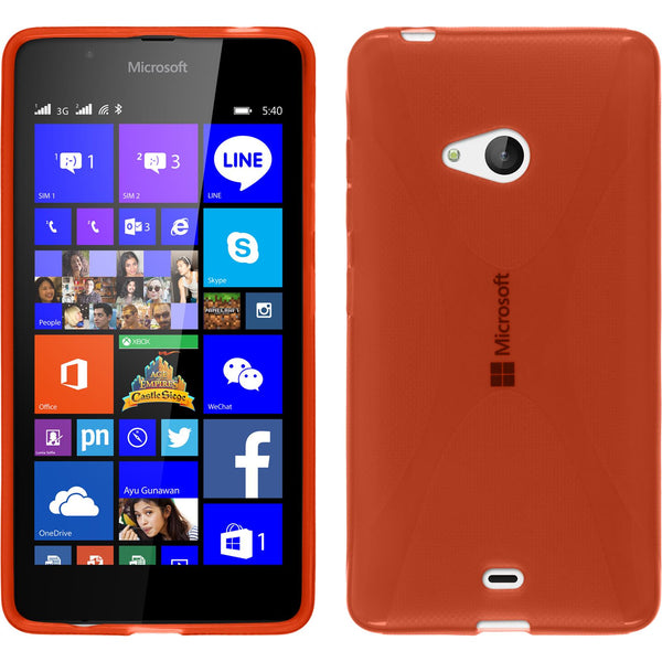 PhoneNatic Case kompatibel mit Microsoft Lumia 540 Dual - rot Silikon Hülle X-Style + 2 Schutzfolien