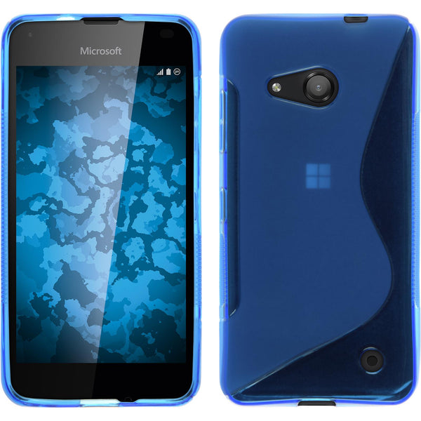 PhoneNatic Case kompatibel mit Microsoft Lumia 550 - blau Silikon Hülle S-Style + 2 Schutzfolien