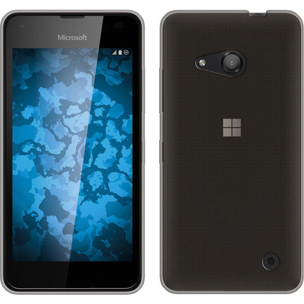 PhoneNatic Case kompatibel mit Microsoft Lumia 550 - grau Silikon Hülle Slimcase + 2 Schutzfolien