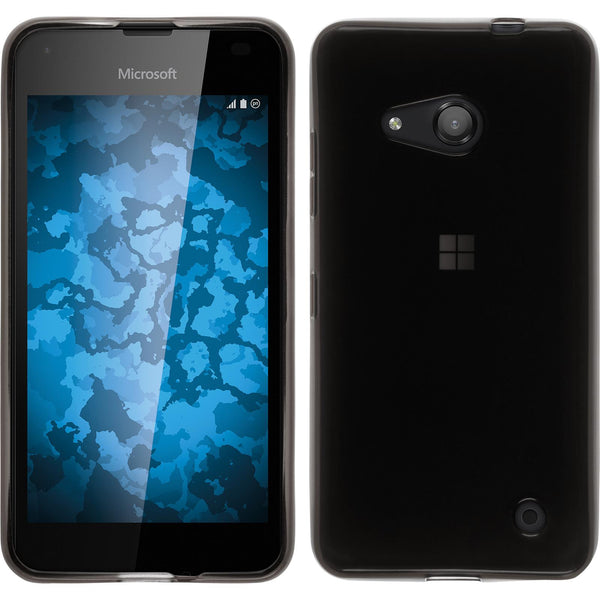PhoneNatic Case kompatibel mit Microsoft Lumia 550 - schwarz Silikon Hülle transparent + 2 Schutzfolien
