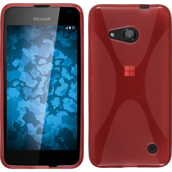 PhoneNatic Case kompatibel mit Microsoft Lumia 550 - rot Silikon Hülle X-Style + 2 Schutzfolien