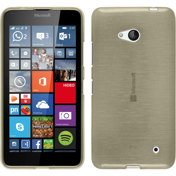 PhoneNatic Case kompatibel mit Microsoft Lumia 640 - gold Silikon Hülle brushed + 2 Schutzfolien