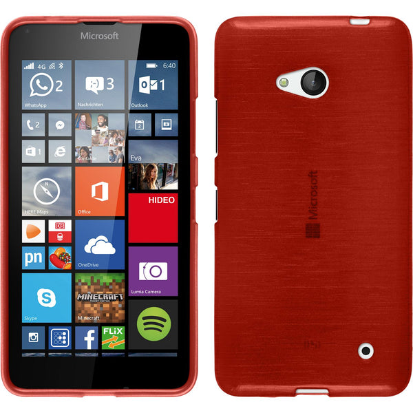 PhoneNatic Case kompatibel mit Microsoft Lumia 640 - rot Silikon Hülle brushed + 2 Schutzfolien