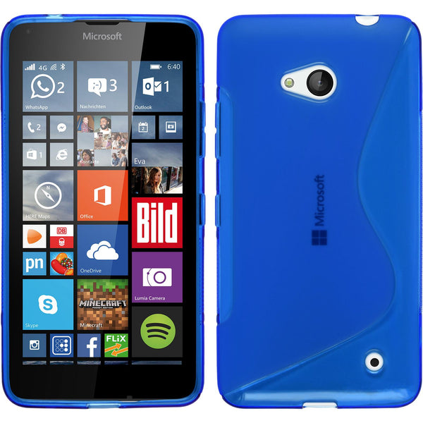 PhoneNatic Case kompatibel mit Microsoft Lumia 640 - blau Silikon Hülle S-Style + 2 Schutzfolien