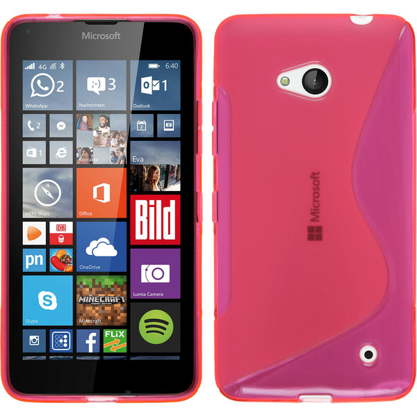 PhoneNatic Case kompatibel mit Microsoft Lumia 640 - pink Silikon Hülle S-Style + 2 Schutzfolien