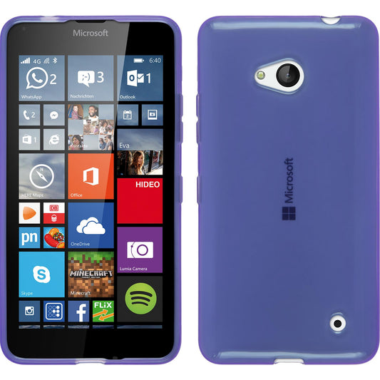 PhoneNatic Case kompatibel mit Microsoft Lumia 640 - lila Silikon Hülle transparent + 2 Schutzfolien