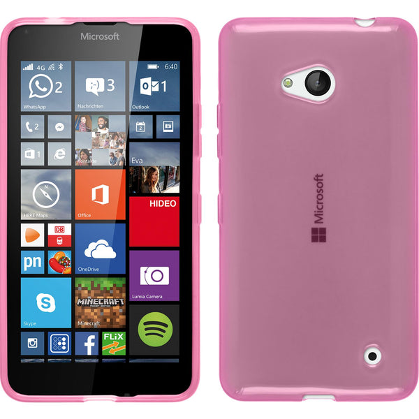 PhoneNatic Case kompatibel mit Microsoft Lumia 640 - rosa Silikon Hülle transparent + 2 Schutzfolien