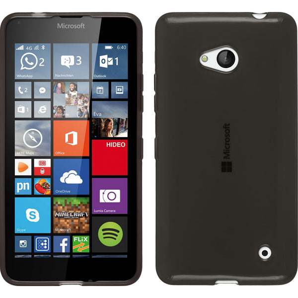 PhoneNatic Case kompatibel mit Microsoft Lumia 640 - schwarz Silikon Hülle transparent + 2 Schutzfolien