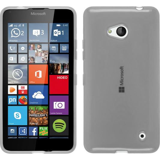 PhoneNatic Case kompatibel mit Microsoft Lumia 640 - weiß Silikon Hülle transparent + 2 Schutzfolien