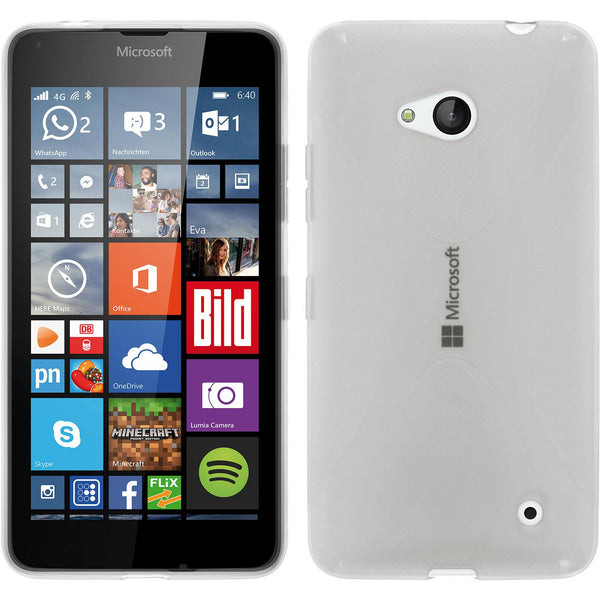 PhoneNatic Case kompatibel mit Microsoft Lumia 640 - clear Silikon Hülle X-Style + 2 Schutzfolien
