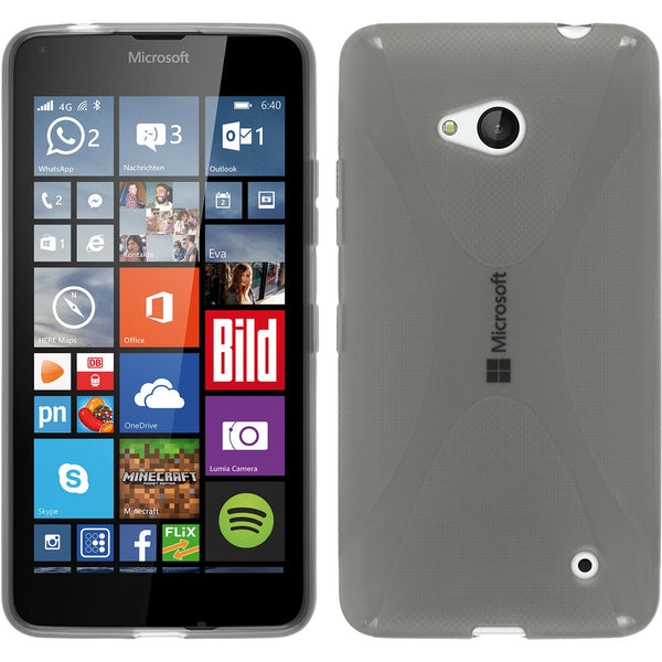 PhoneNatic Case kompatibel mit Microsoft Lumia 640 - grau Silikon Hülle X-Style + 2 Schutzfolien