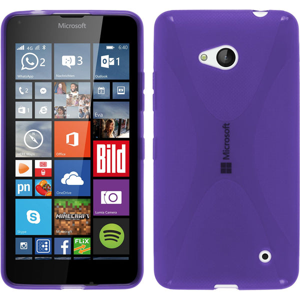 PhoneNatic Case kompatibel mit Microsoft Lumia 640 - lila Silikon Hülle X-Style + 2 Schutzfolien