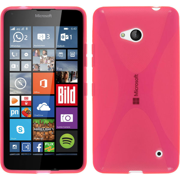 PhoneNatic Case kompatibel mit Microsoft Lumia 640 - pink Silikon Hülle X-Style + 2 Schutzfolien