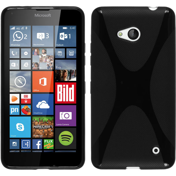 PhoneNatic Case kompatibel mit Microsoft Lumia 640 - schwarz Silikon Hülle X-Style + 2 Schutzfolien