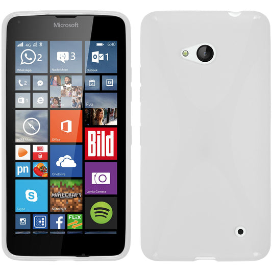 PhoneNatic Case kompatibel mit Microsoft Lumia 640 - weiß Silikon Hülle X-Style + 2 Schutzfolien