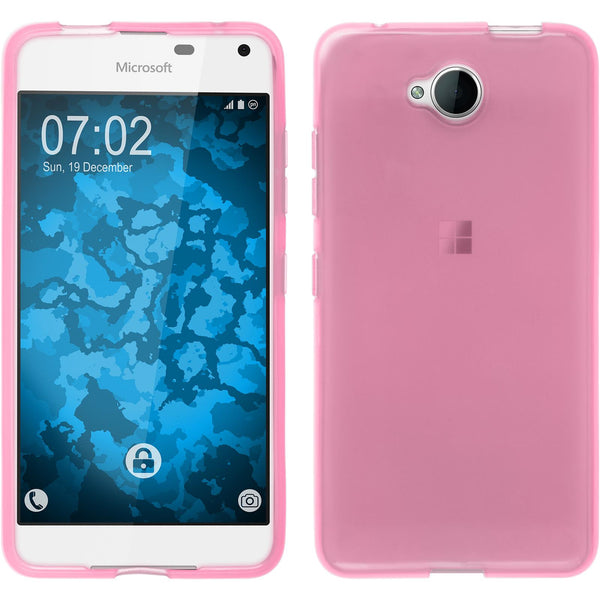 PhoneNatic Case kompatibel mit Microsoft Lumia 650 - rosa Silikon Hülle transparent + 2 Schutzfolien
