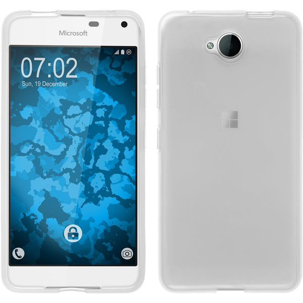 PhoneNatic Case kompatibel mit Microsoft Lumia 650 - weiß Silikon Hülle transparent + 2 Schutzfolien