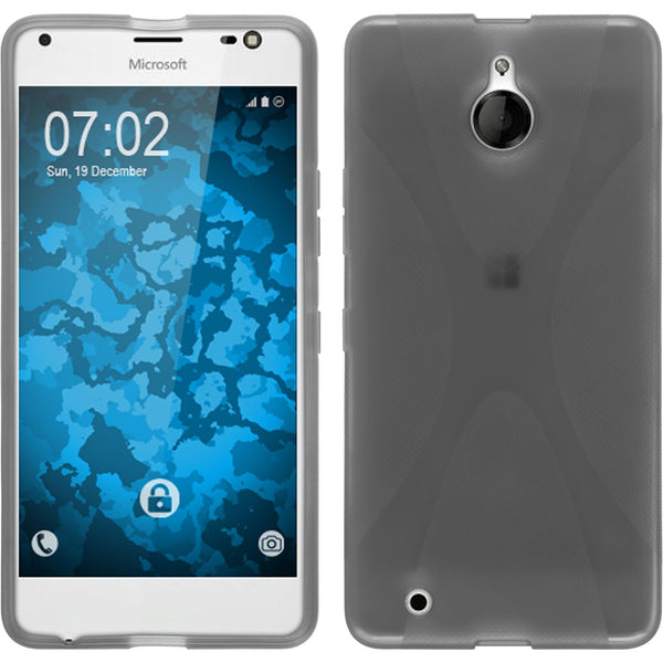 PhoneNatic Case kompatibel mit Microsoft Lumia 850 - grau Silikon Hülle X-Style Cover
