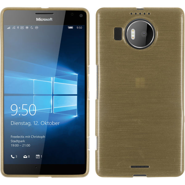 PhoneNatic Case kompatibel mit Microsoft Lumia 950 XL - gold Silikon Hülle brushed + 2 Schutzfolien