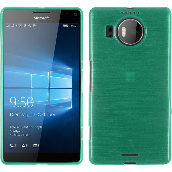 PhoneNatic Case kompatibel mit Microsoft Lumia 950 XL - grün Silikon Hülle brushed + 2 Schutzfolien